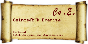 Csincsák Emerita névjegykártya